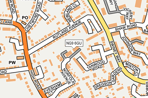 NG9 6GU map - OS OpenMap – Local (Ordnance Survey)