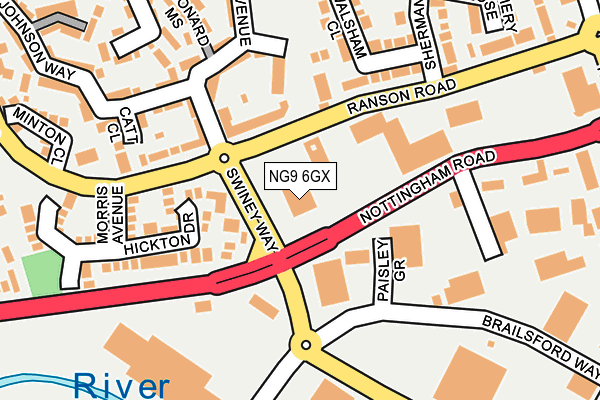 NG9 6GX map - OS OpenMap – Local (Ordnance Survey)