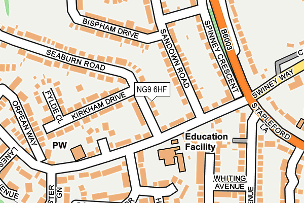 NG9 6HF map - OS OpenMap – Local (Ordnance Survey)