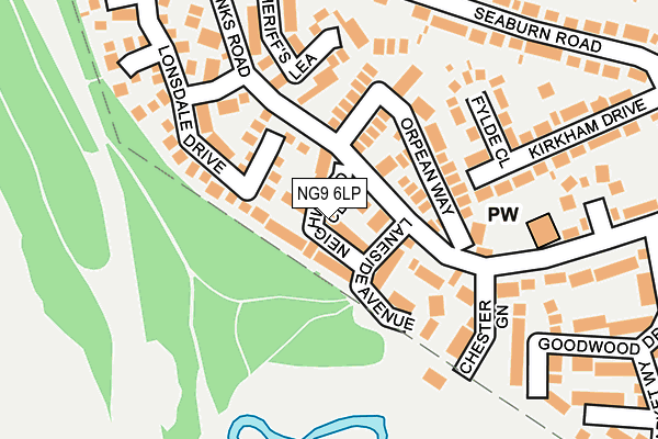 NG9 6LP map - OS OpenMap – Local (Ordnance Survey)