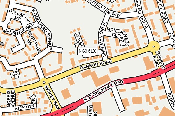 NG9 6LX map - OS OpenMap – Local (Ordnance Survey)