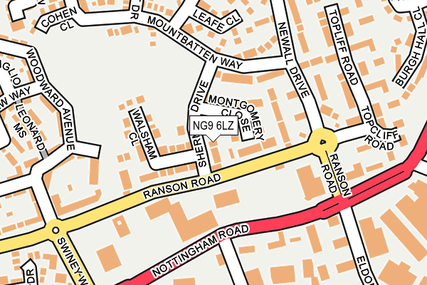 NG9 6LZ map - OS OpenMap – Local (Ordnance Survey)