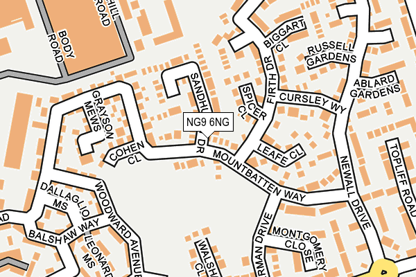 NG9 6NG map - OS OpenMap – Local (Ordnance Survey)