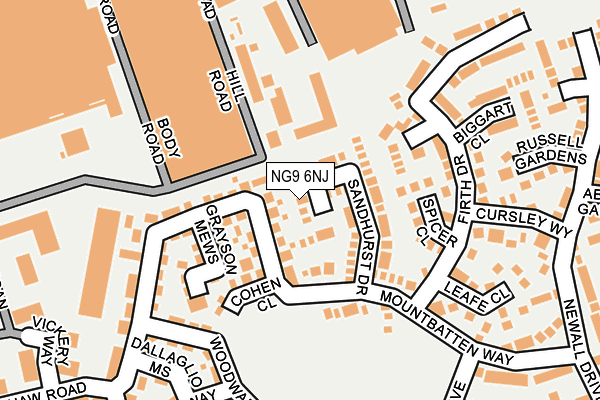 NG9 6NJ map - OS OpenMap – Local (Ordnance Survey)