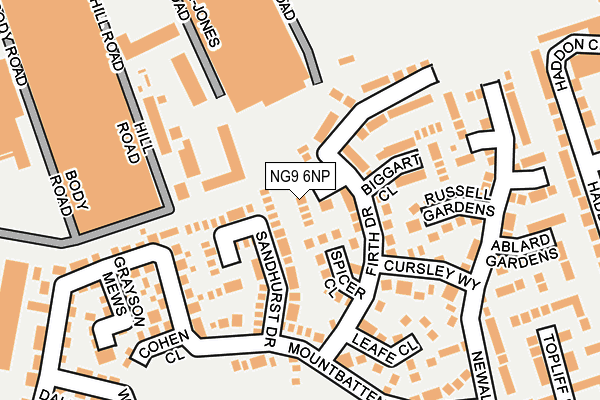 NG9 6NP map - OS OpenMap – Local (Ordnance Survey)