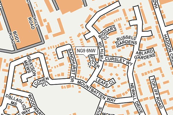 NG9 6NW map - OS OpenMap – Local (Ordnance Survey)