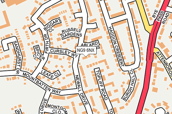 NG9 6NX map - OS OpenMap – Local (Ordnance Survey)