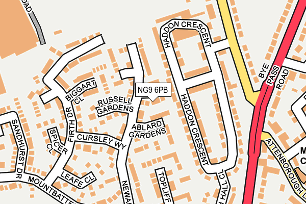 NG9 6PB map - OS OpenMap – Local (Ordnance Survey)