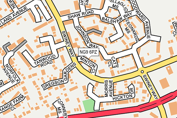 NG9 6PZ map - OS OpenMap – Local (Ordnance Survey)