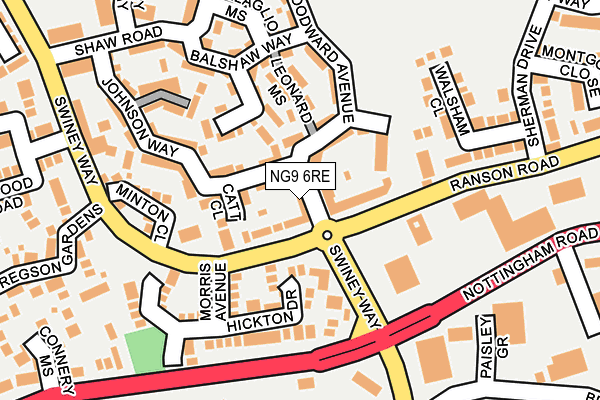 NG9 6RE map - OS OpenMap – Local (Ordnance Survey)