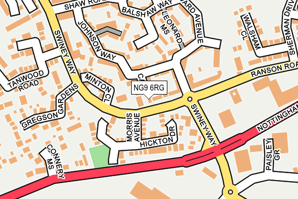 NG9 6RG map - OS OpenMap – Local (Ordnance Survey)