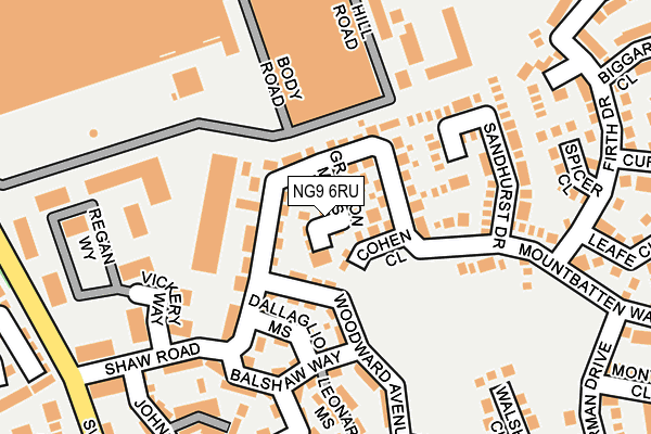 NG9 6RU map - OS OpenMap – Local (Ordnance Survey)