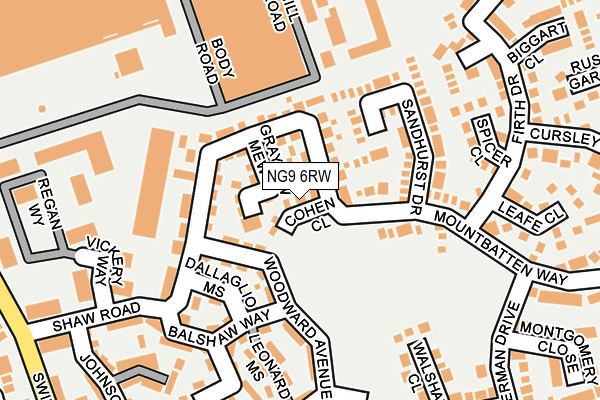 NG9 6RW map - OS OpenMap – Local (Ordnance Survey)