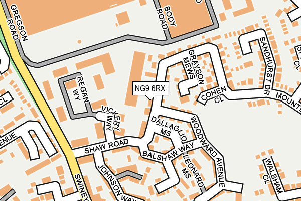 NG9 6RX map - OS OpenMap – Local (Ordnance Survey)