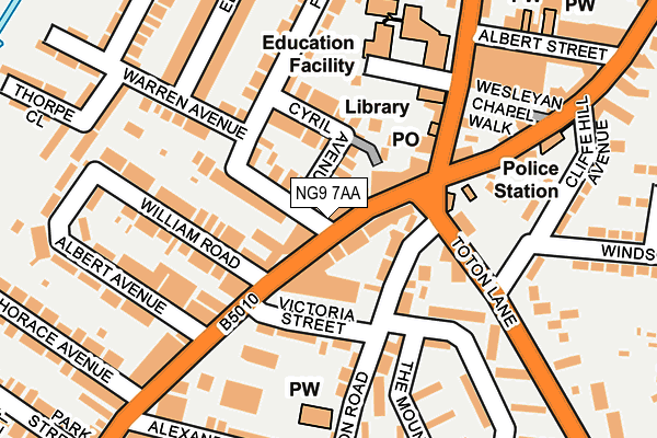 NG9 7AA map - OS OpenMap – Local (Ordnance Survey)