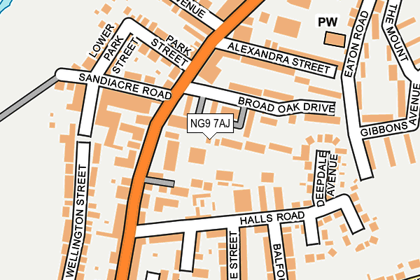 NG9 7AJ map - OS OpenMap – Local (Ordnance Survey)