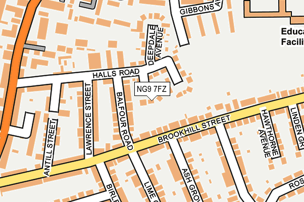 NG9 7FZ map - OS OpenMap – Local (Ordnance Survey)