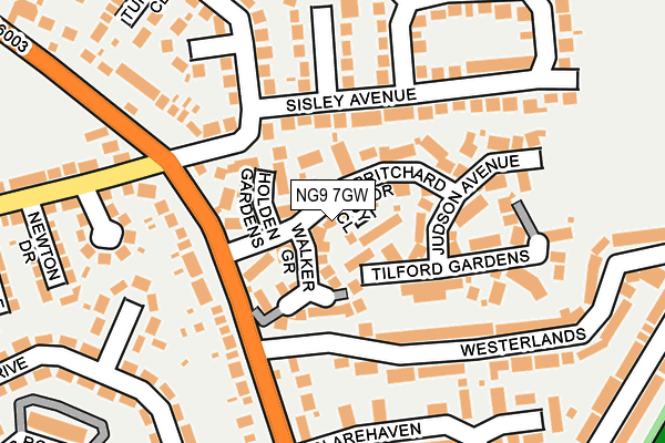 NG9 7GW map - OS OpenMap – Local (Ordnance Survey)