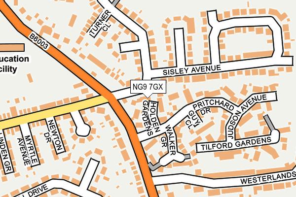 NG9 7GX map - OS OpenMap – Local (Ordnance Survey)