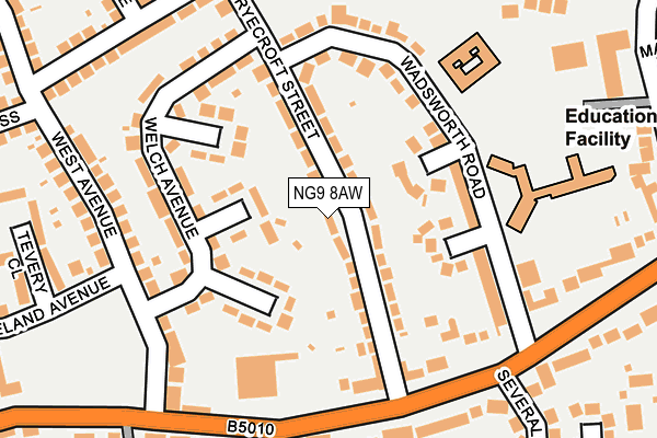 NG9 8AW map - OS OpenMap – Local (Ordnance Survey)