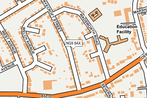 NG9 8AX map - OS OpenMap – Local (Ordnance Survey)