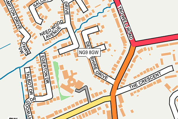 NG9 8GW map - OS OpenMap – Local (Ordnance Survey)
