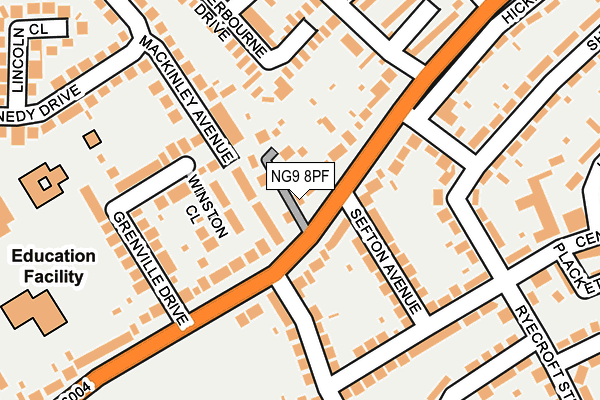 NG9 8PF map - OS OpenMap – Local (Ordnance Survey)