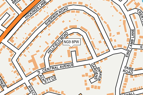 NG9 8PW map - OS OpenMap – Local (Ordnance Survey)