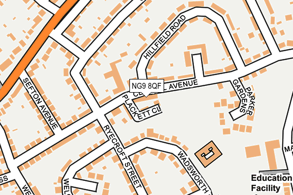 NG9 8QF map - OS OpenMap – Local (Ordnance Survey)