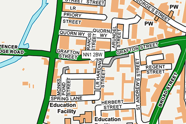 NN1 2BW map - OS OpenMap – Local (Ordnance Survey)