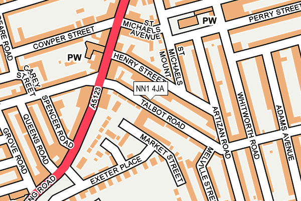 NN1 4JA map - OS OpenMap – Local (Ordnance Survey)