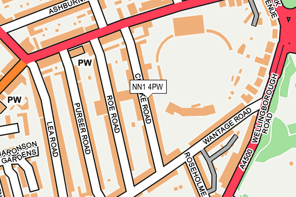 NN1 4PW map - OS OpenMap – Local (Ordnance Survey)