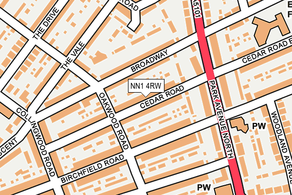 NN1 4RW map - OS OpenMap – Local (Ordnance Survey)