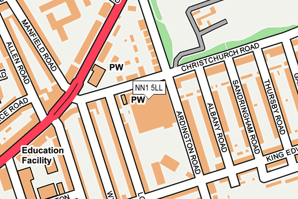 Map of ALBERT ROAD PROPERTIES NORTHANTS LIMITED at local scale