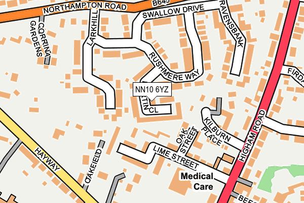 NN10 6YZ map - OS OpenMap – Local (Ordnance Survey)