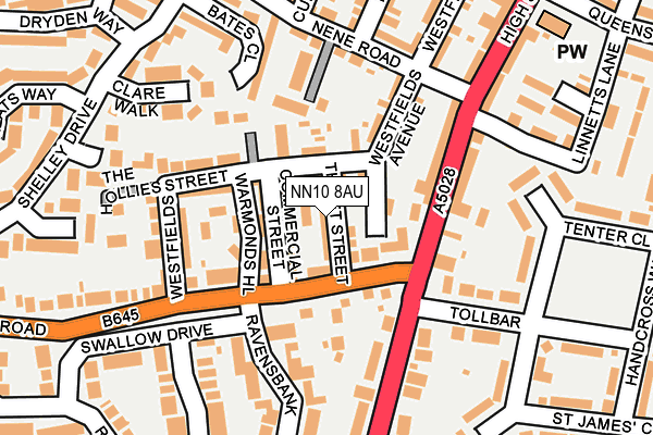 NN10 8AU map - OS OpenMap – Local (Ordnance Survey)