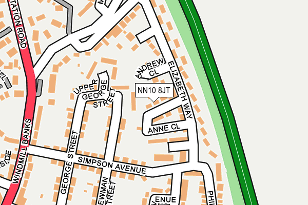 NN10 8JT map - OS OpenMap – Local (Ordnance Survey)