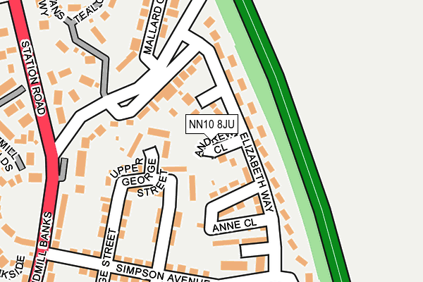 NN10 8JU map - OS OpenMap – Local (Ordnance Survey)