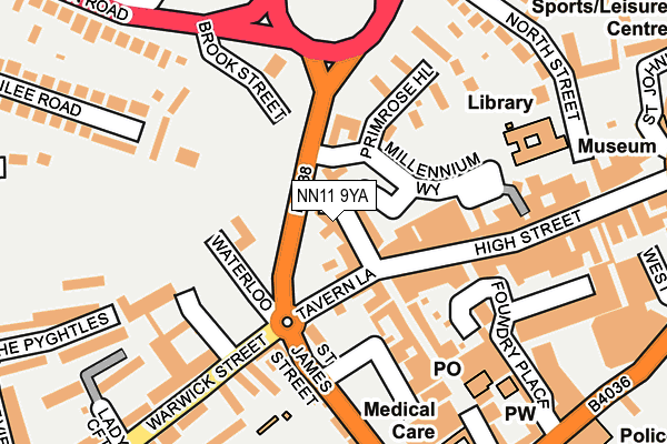 NN11 9YA map - OS OpenMap – Local (Ordnance Survey)
