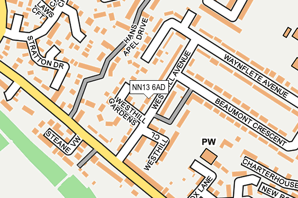 NN13 6AD map - OS OpenMap – Local (Ordnance Survey)