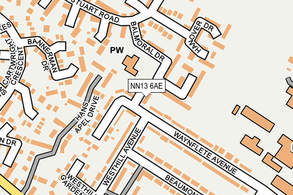 NN13 6AE map - OS OpenMap – Local (Ordnance Survey)