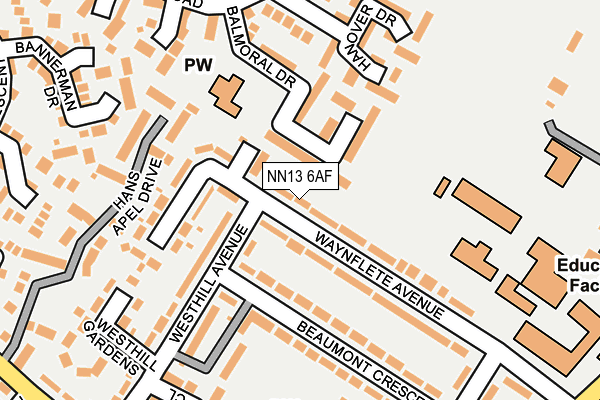 NN13 6AF map - OS OpenMap – Local (Ordnance Survey)