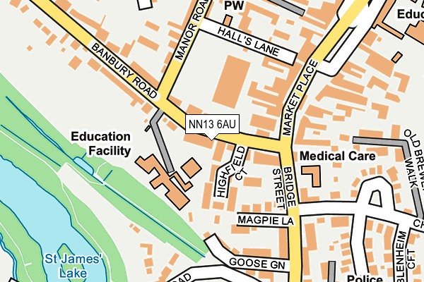 NN13 6AU map - OS OpenMap – Local (Ordnance Survey)