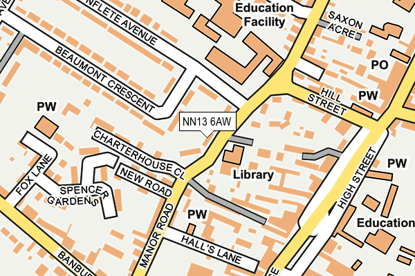 NN13 6AW map - OS OpenMap – Local (Ordnance Survey)
