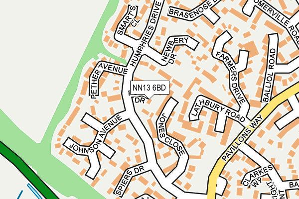 NN13 6BD map - OS OpenMap – Local (Ordnance Survey)