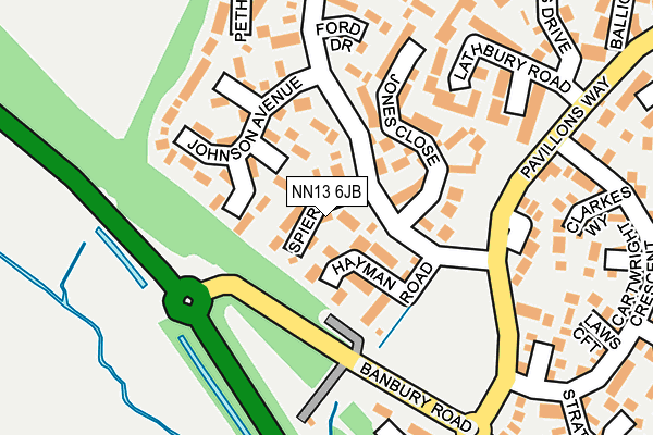 NN13 6JB map - OS OpenMap – Local (Ordnance Survey)