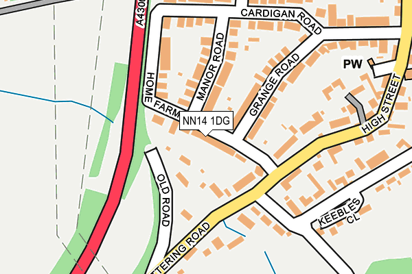 NN14 1DG map - OS OpenMap – Local (Ordnance Survey)
