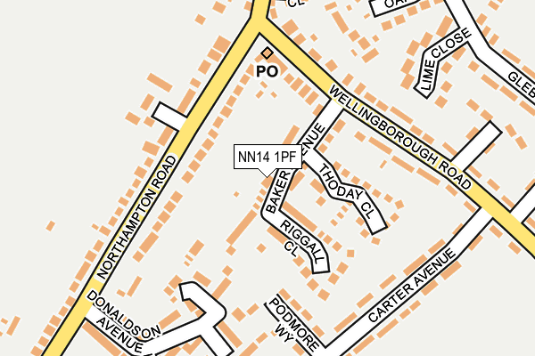 NN14 1PF map - OS OpenMap – Local (Ordnance Survey)