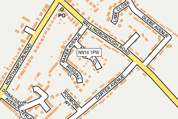 NN14 1PW map - OS OpenMap – Local (Ordnance Survey)