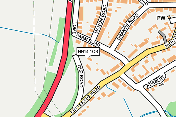 NN14 1QB map - OS OpenMap – Local (Ordnance Survey)